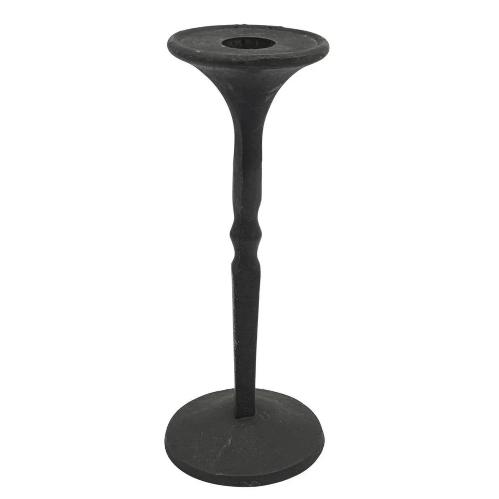 Vintage Mid Century Modern Cast Iron Candlestick Minimalist Brutalist Art Decor